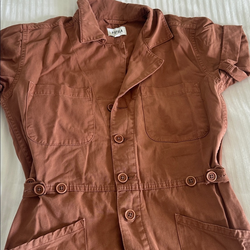Pistola rust brown button-front jumpsuit! - Picture 3 of 5